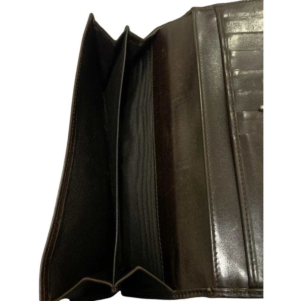 Gucci Jackie Continental Long Wallet Brown Leather & Canvas with Silver Hardware - Picture 7 of 12